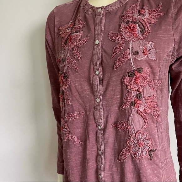 NWT Soft Surroundings Women’s L'Enchanté Floral Embroidered Blouse Rose PM - Picture 4 of 16